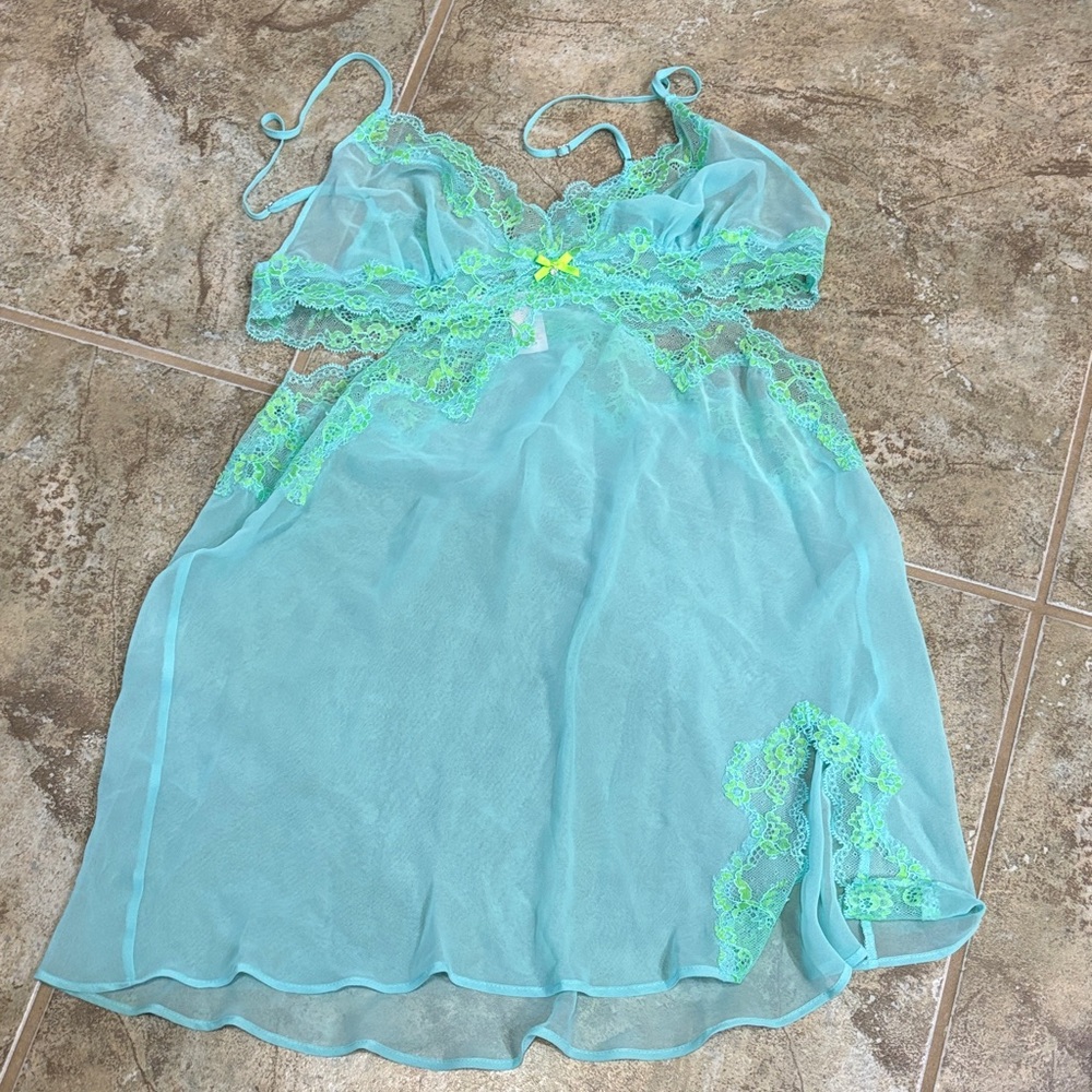 Victoria's Secret Aqua and Lime Chemise
